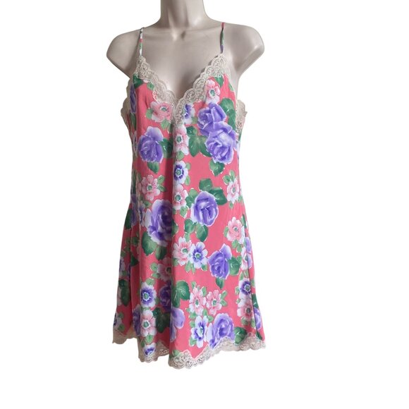 Victoria's Secret 80s Vintage Camisole Gold Label Floral Pink Purple Roses Smal - Picture 1 of 10